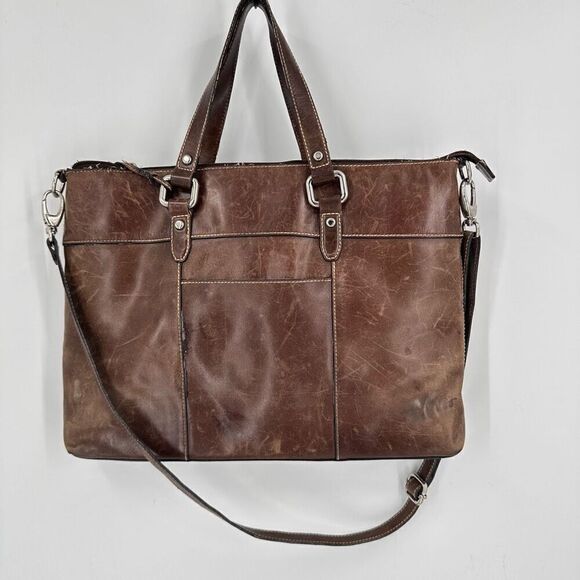 Vintage Fossil Women's Leather Messenger Shoulder Bag Handbag Dark Brown Medium - Picture 2 of 12